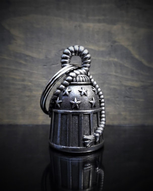 Stars and Stripes - Pewter - Motorcycle Gremlin Bell - Made In USA - SKU BB26-DS