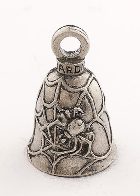 Black Widow - Spider Web - Pewter - Motorcycle Guardian Bell - Made In USA - SKU GB-BLACK-WIDOW-DS