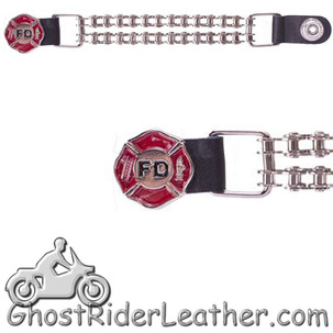 One Single - Fire Department Vest Extender with Chrome Motorcycle Chain - AC1097-FD-BC-DL-1
