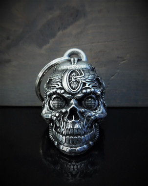 Motorhead Skull Bell - Pewter - Motorcycle Gremlin Bell - Made In USA - SKU BB111-DS