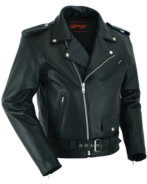 Leather Motorcycle Jacket - Men's - Armored - Up To 12XL - Super Arnold - RC761-RC
