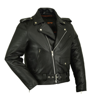 Leather Motorcycle Jacket - Men's - Police - Up To 12XL - Jansen - RC730-RC