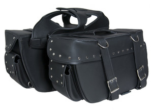 Saddlebags - PVC - Studs - Zip Off Bags - Slanted - Motorcycle Luggage - DS321S-DS