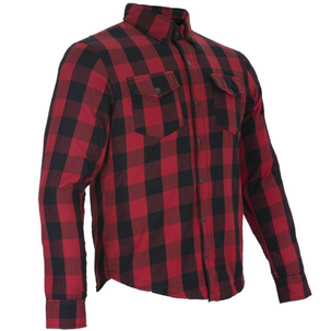 Flannel Motorcycle Shirt - Men's - Armor - Up To Size 5XL - Red Black Plaid - SHR11-CC-DL