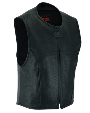 Leather Motorcycle Vest - Men's - Perforated SWAT Team - Up To 8XL - DS004-DS