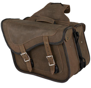 Saddlebags - Leather - Vintage Brown - Motorcycle Luggage - SD4065-NS-BRN24-DL
