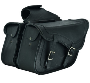 Saddlebags - Black Leather - Motorcycle Luggage - SD4065-NS-LEATHER-DL