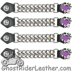 Set of Four - Purple Rose - Vest Extenders -Chrome Chain - AC1125-PURP-DL