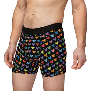Doodle Drawn Hearts Design on Black Background - Biker Apparel - Undies - Men's Boxers