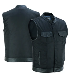 Denim and Leather Denim Vest - Men's - Concealed Carry -  Up to Size 12XL - DS689-DS
