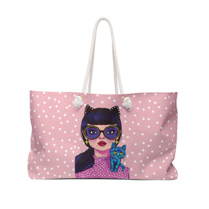 Retro Fashion Model - Pink and Purple - Weekender Bag - Tote