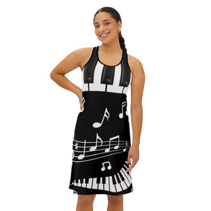 Musical Notes - Piano Keys - Black and White - Women's Racerback Dress