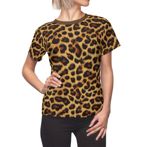 Realistic Leopard Fur - Halloween - Animal Pattern - Women's Cut & Sew Tee - T-Shirt