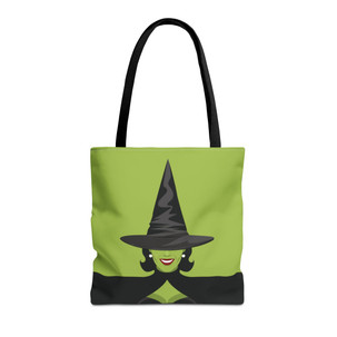 Witchy Woman - Halloween - Witch's Hat - Green and Black - Trick or Treat - Tote Bag