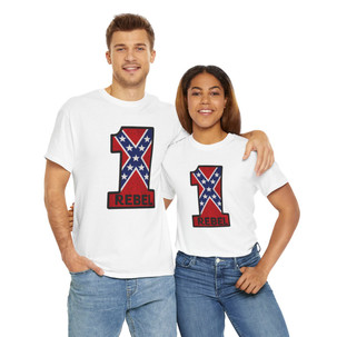 Number One Rebel - Red White Blue - T-Shirt Color Choice - Unisex Heavy Cotton Tee