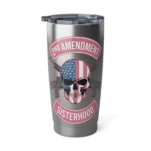 2nd Amendment Sisterhood - 2A - Rocker Patch Skull - Silver - Pink - Vagabond 20oz Tumbler