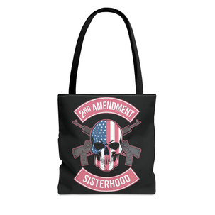 2nd Amendment Sisterhood - 2A - Rocker Patch Skull - Tote Bag