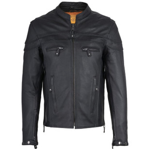 Leather Motorcycle Jacket - Men's - Concealed Carry Pockets - Black - MJ796-01N-88-DL
