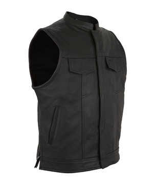 Leather Vest - Men's - Motorcycle Club - Up To 64 - MV75320-ZIP-11-DL