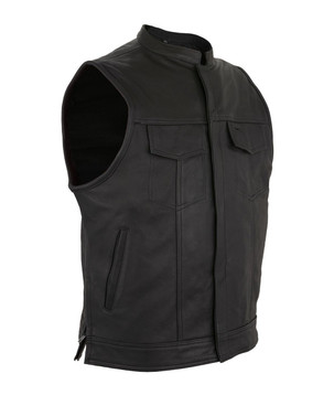 Leather Vest - Men's - Motorcycle Club - Up To 64 - MV75320-ZIP-SS-DL