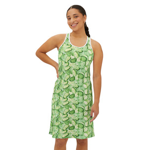 Cucumber Slices Pattern - Vegetable Lovers - Green - Women's Racerback Dress