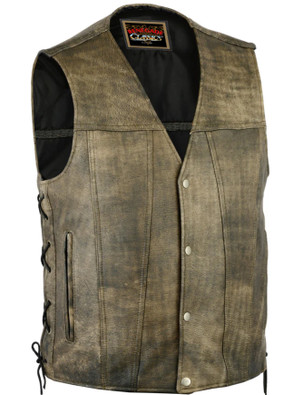 Leather Vest - Men's - Antique Brown -  Up to Size 8XL - Antique Charm - ANTQ-CHARM-RC