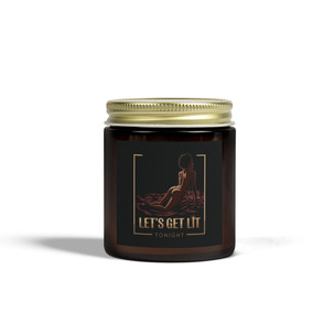 Scented Candle - Let's Get Lit - Black Female - Amber or Clear Jar - Perfect Gift for Bikers & Home Decor