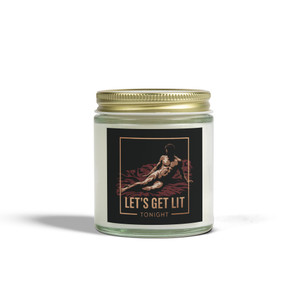 Scented Candle - Let's Get Lit - White Male - Amber or Clear Jar - Perfect Gift for Bikers & Home Decor