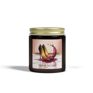 Scented Candle - Drunk in Lust - Red Stilettos - Spilled Wine - Amber or Clear Jar - Perfect Gift for Bikers & Home Decor