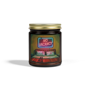 Scented Candle - No Vacancy - Cheap Motel - Retro 70's - Amber or Clear Jar - Perfect Gift for Bikers & Home Decor