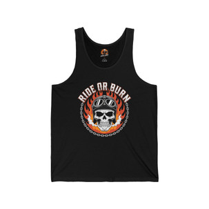 Tank Top - Ride or Burn - Skull Biker Helmet Goggles - Unisex Jersey Tank