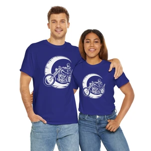 Motorcycle T-Shirt - Biker on Bike with Crescent Moon - Color Choice - Unisex Tee