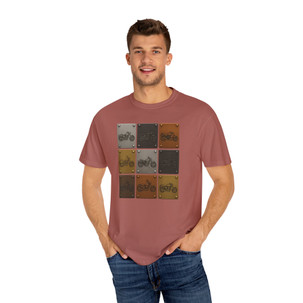 Unisex Garment-Dyed T-shirt - Comfort Colors 1717 - 9 Motorcycles in a Grid - Metals and Rivets Look