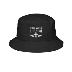 Ride With the King - Cross and Wings - Embroidered Motorcycle Bucket Hat - Choice of Colors
