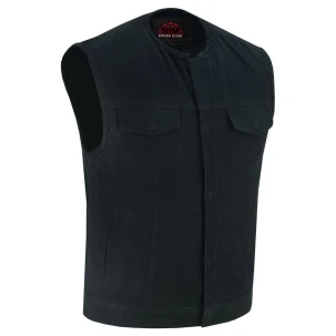 Black Denim Motorcycle Vest - Men's - Up To 12XL - Nightcore - RM981BK-RC