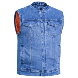 Blue Denim Motorcycle Vest - Men's - Up To 12XL - RM989BU-RC