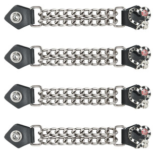 Set of Four - Black Heart Red Rose - Vest Extenders -Chrome Chain - AC1125-BLK-DL