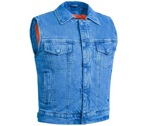 Blue Denim Motorcycle Vest - Men's - Up To 6XL - Thunder Jack - RM979BU-RC