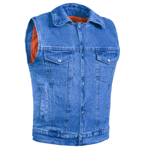 Blue Denim Motorcycle Vest - Men's - Up To 6XL - Blackguard - RM970BU-RC