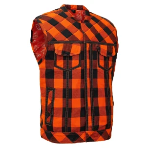 Flannel Motorcycle Vest - Men's - Up To 6XL - Rogue Infernal - FIRESTORM-RC