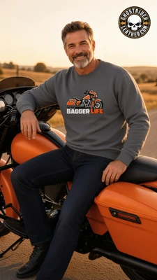 Bagger Life - Embroidery - Motorcycle Graphic Crewneck Sweatshirt