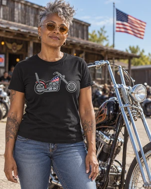 American Flag Motorcycle T-Shirt - Stars & Stripes Chopper Tee