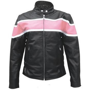 Leather Motorcycle Jacket - Women's - Racer - Pink Stripe - AL2173-AL
