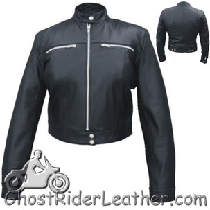 Leather Motorcycle Jacket - Women's - Racer Style - AL2181-AL