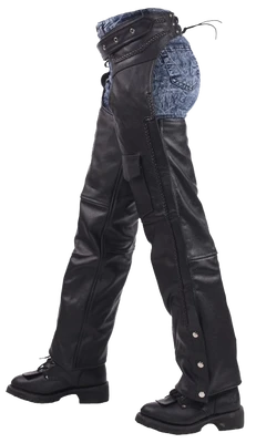 Leather Assless Chaps - Braid Design - Men or Women - C4326-04-DL
