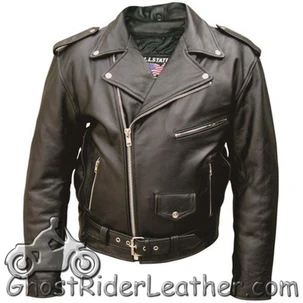 Leather Motorcycle Jacket - Men's - Up To Size 66 - Biker - AL2001-AL