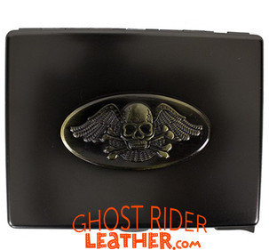 Metal Cigarette Case - Skull and Wings Design - Biker Gift Ideas - CG8-DL