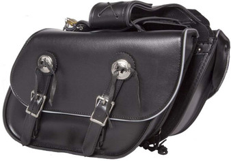 Black PVC Motorcycle Saddlebags With Reflective Trim - Motorcycle Luggage - SKU SD4039-PV-DL Black PVC Motorcycle Saddlebags With Reflective Trim - Motorcycle Luggage - SKU SD4039-PV-DL