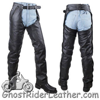 Womens Leather Chaps - Ladies Motorcycle Riding Chaps 