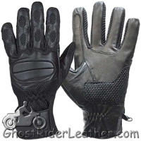 Motorcycle Riding Gloves - Leather - Gel Palms - Unisex - GL2096-DL